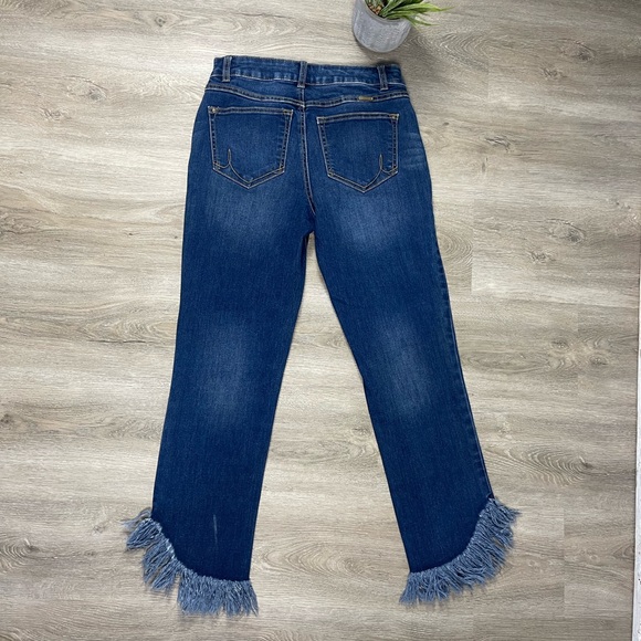 INC International Concepts Dark Blue Straight Leg Jeans with Frayed Hem - Picture 6 of 16